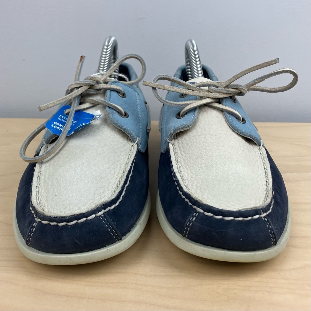 Rockport Men’s Size 8.0 M Classic 2 Eye Leather Boat Shoes Blue Navy White - Picture 5 of 12